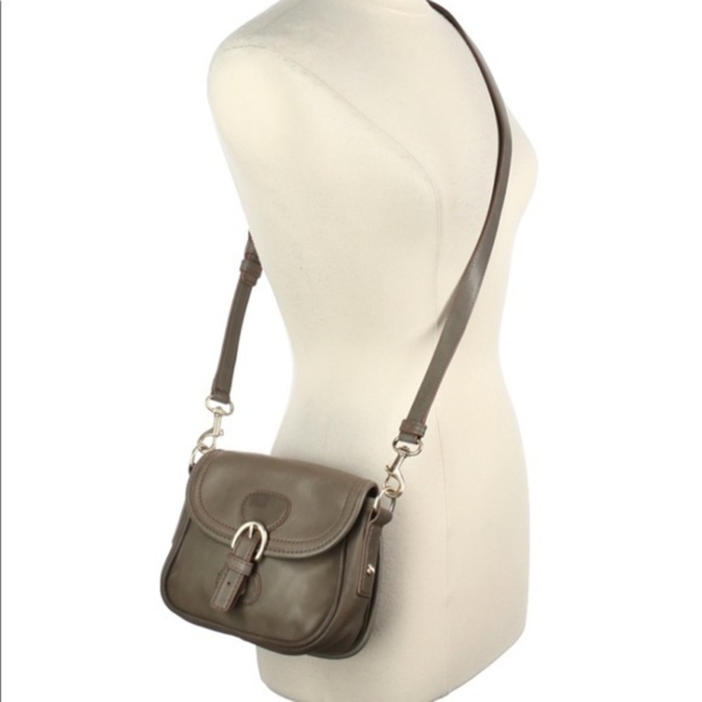 Talbots olive green leather buckle crossbody bag